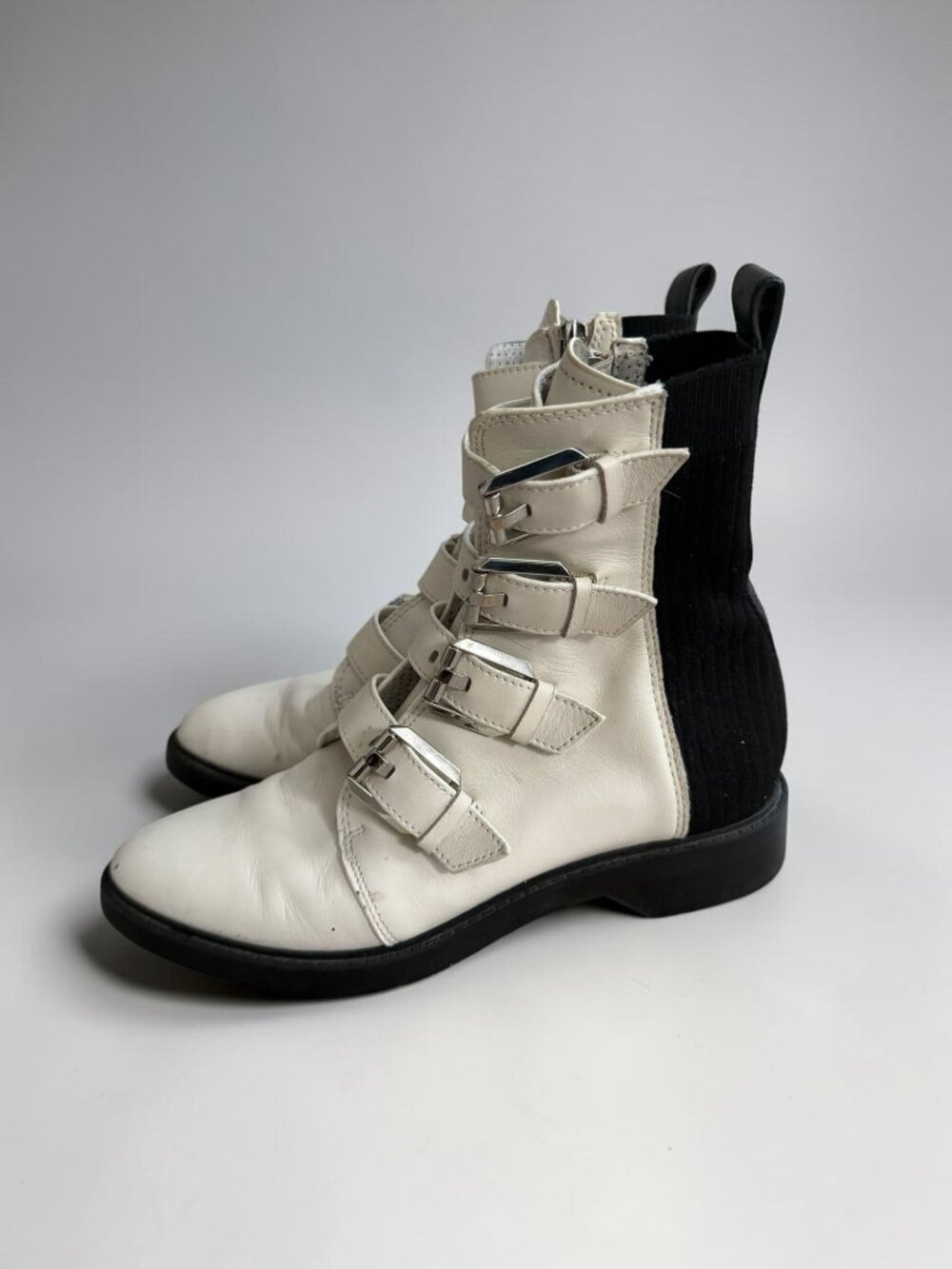 DOLCE VITA White Black Leather Boots Size 6.5